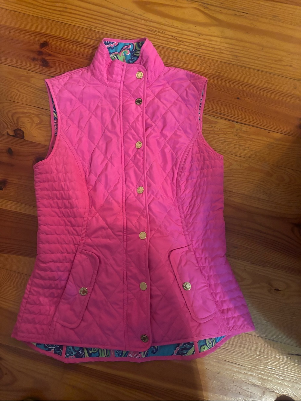 Lilly Pulitzer Hot Pink Quilted Sleeveless Vest